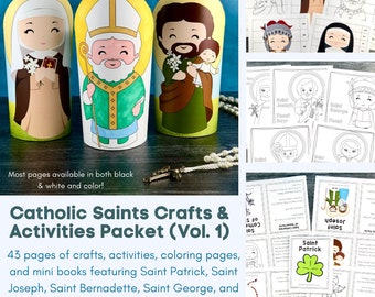 Catholic Saints Crafts and Activities Packet: 5 Saints (Saints Patrick, Joseph, Bernadette, George, Catherine of Siena)