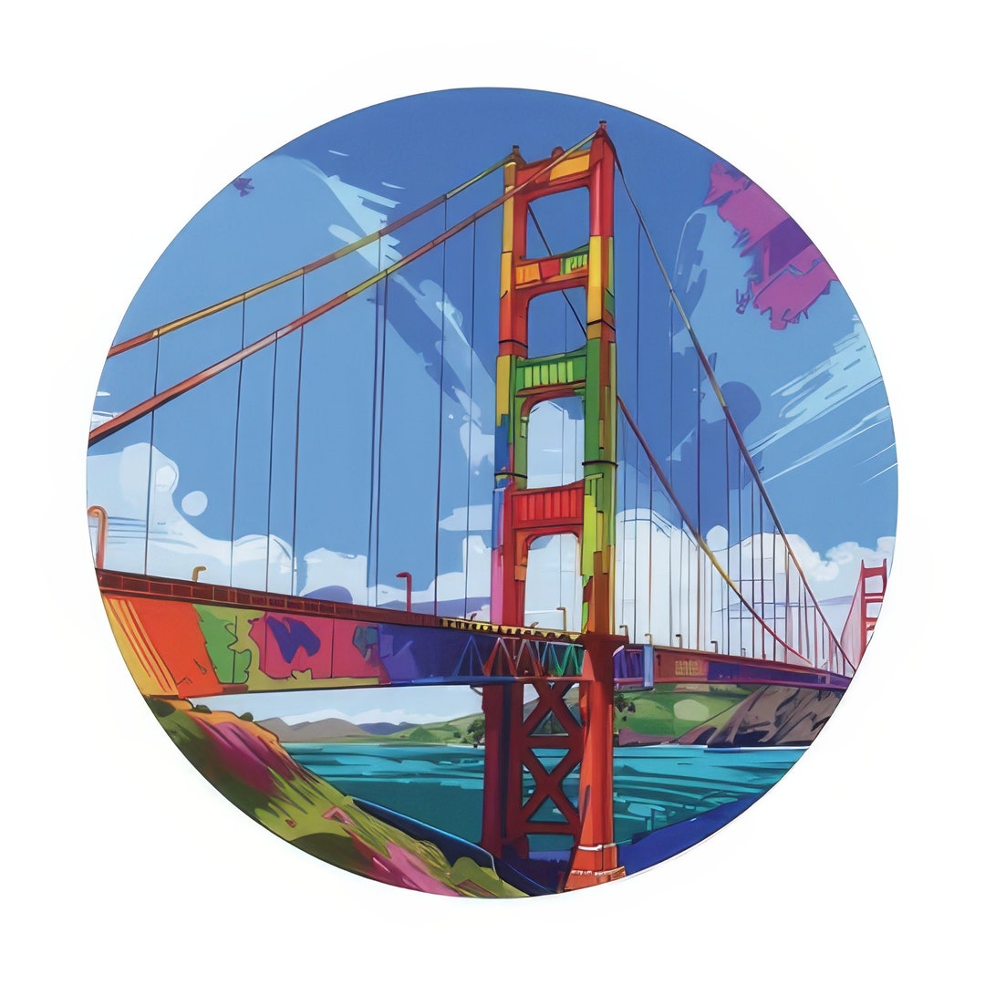 Bridge Sticker Golden Gate Bridge Round Vinyl Stickers - Etsy