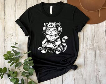 Gamer Cat Shirt, Gamer Sweatshirt, Funny Gamer Shirt, Hoodie Gift for Gamer Husband
