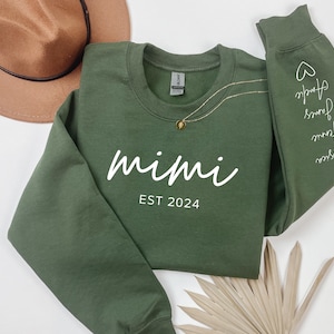 Personalized Mimi Sweatshirt: Grandchildren Names on Sleeve