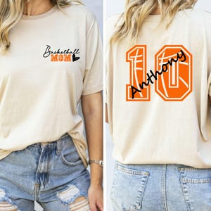 Personalized Basketball Mom Shirt or Sweatshirt, Basketball Mom Shirt With Kids Name and Number, Custom Basketball Mom Hoodie, Mom Shirt