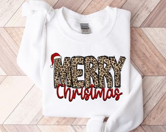 Leopard Christmas Shirt, Merry Christmas Sweatshirt, Christmas T-shirt, Christmas Family Shirt, Christmas Gift, Holiday Gift, Leopard Hoodie