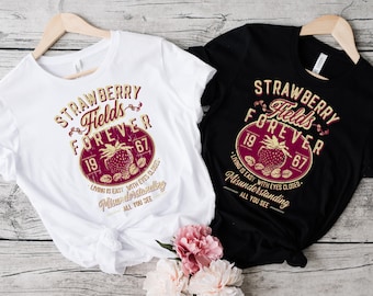 Beatles Strawberry Fields T-Shirt, Retro Rock Band Tee