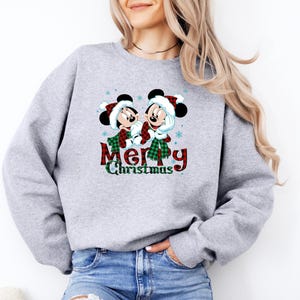 Minnie Mickey Merry Christmas Sweatshirt, Disney Christmas Sweatshirt, Christmas Mickey And Minnie Plaid Sweatshirt, Christmas Family Sweat