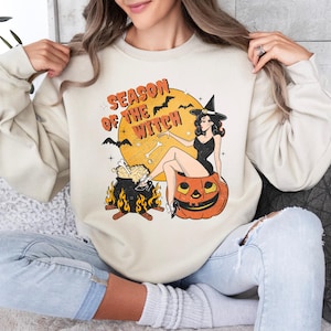 Season of the Witch Shirt Funny Vintage Halloween Tshirt Cute Retro Horror Social Club Tee Fall Party Trendy Spooky Clothing
