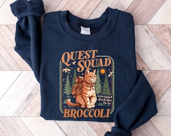 Quest Squad Broccoli Cat Sweatshirt, Dragon Rider Tee, Bookworm Gifts Hoodie