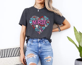 Love Nurse Shirt, Nurse T-Shirt, Nurse Tees, Cute Nurse Shirts, Nurse Appreciation Gift, Nurse Gift Idea, Nurses Week Gift