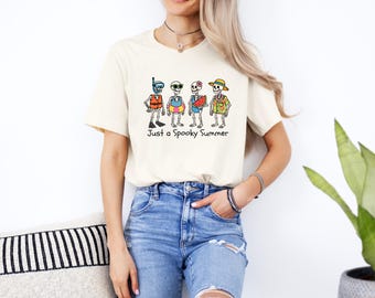 Funny Dancing Skeletons Shirt, Trendy Beach Tee