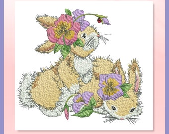 Flower Bunnies Set With Fairy Font A-Z