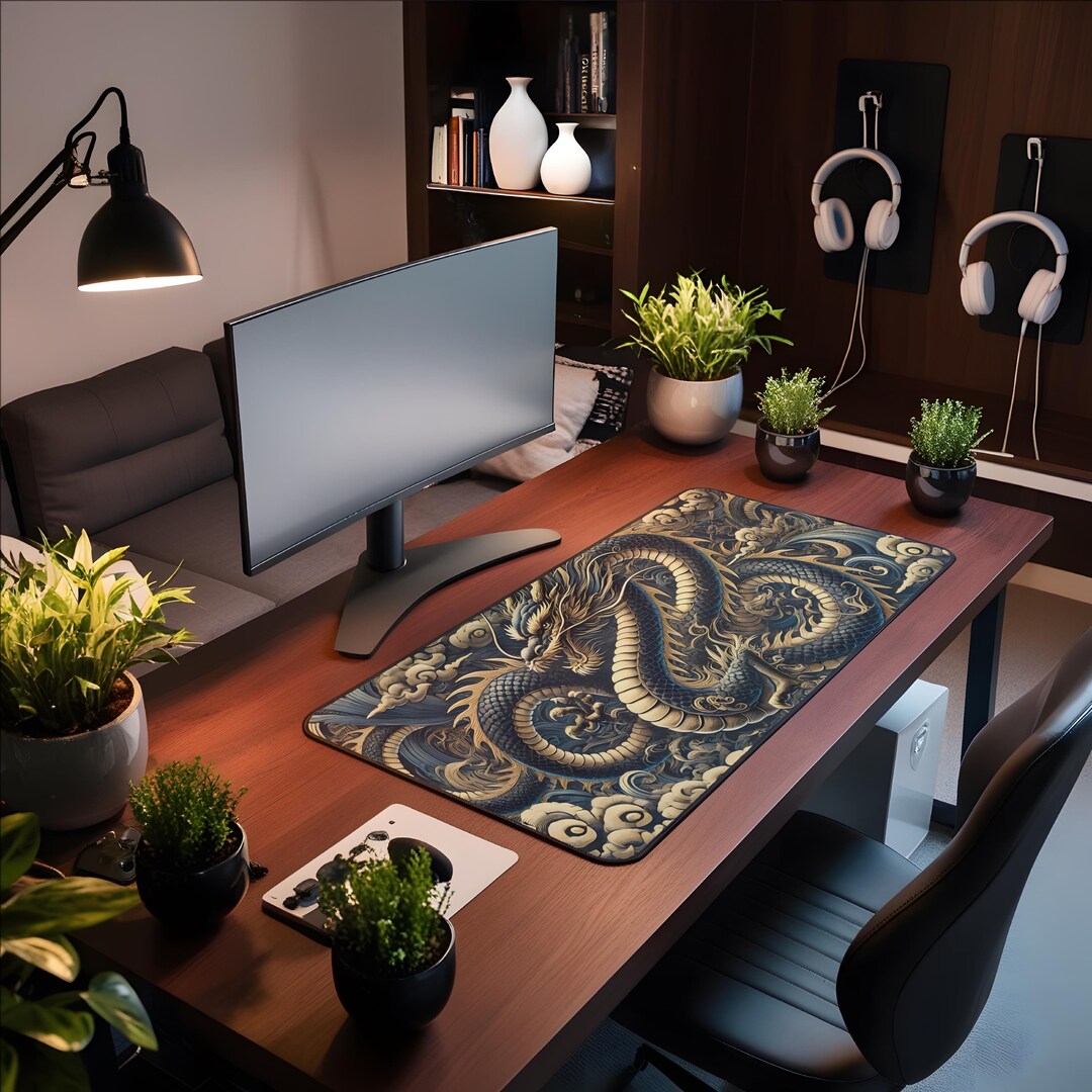 Dragon Deskmat Asian Desk Mat Japanese Desk Mat Chinese Dragon Mousepad ...
