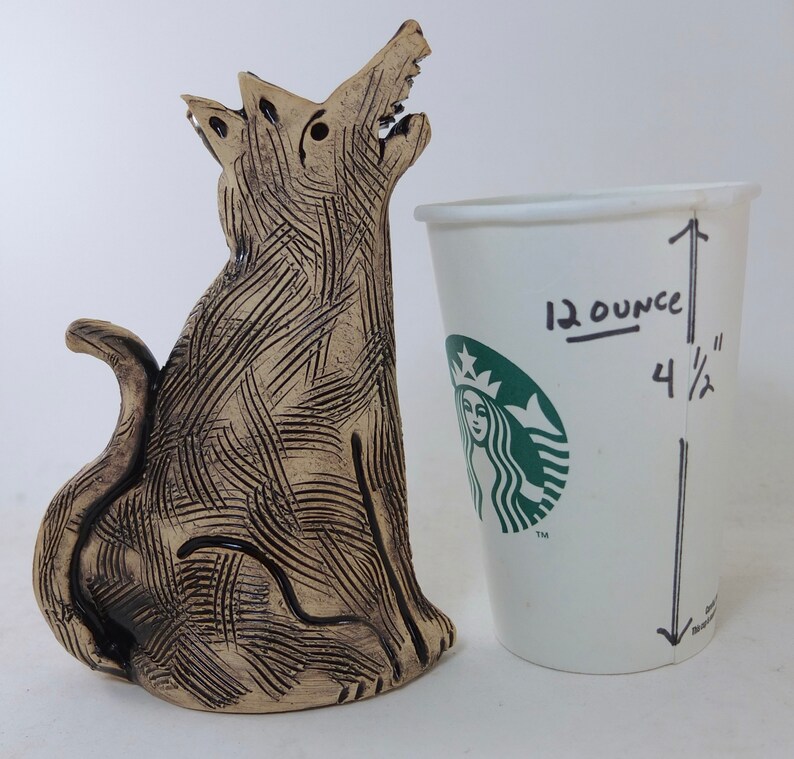 small howling dog vase...or wolf or coyote image 2