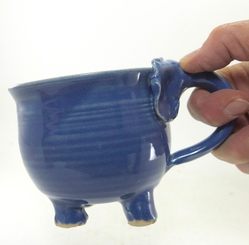 standing elephant mug in medium blue image 3
