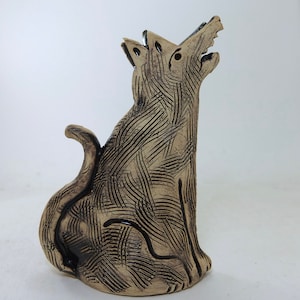 small howling dog vase...or wolf or coyote image 1