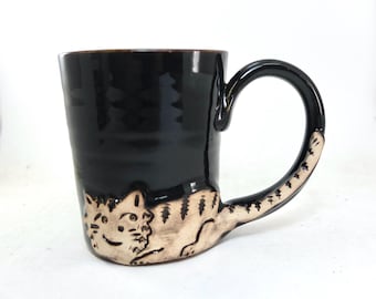 cheerful cat mug