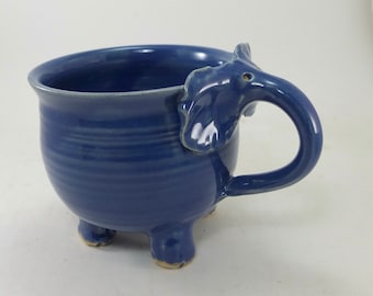 standing elephant mug in medium blue