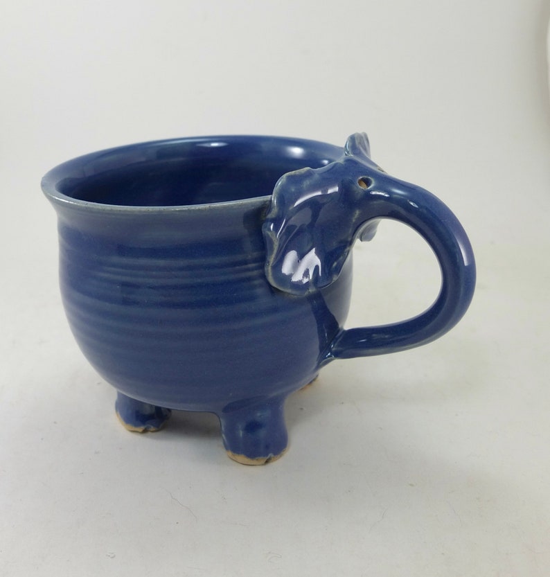 standing elephant mug in medium blue image 1