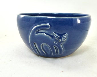 blue bowl with cat