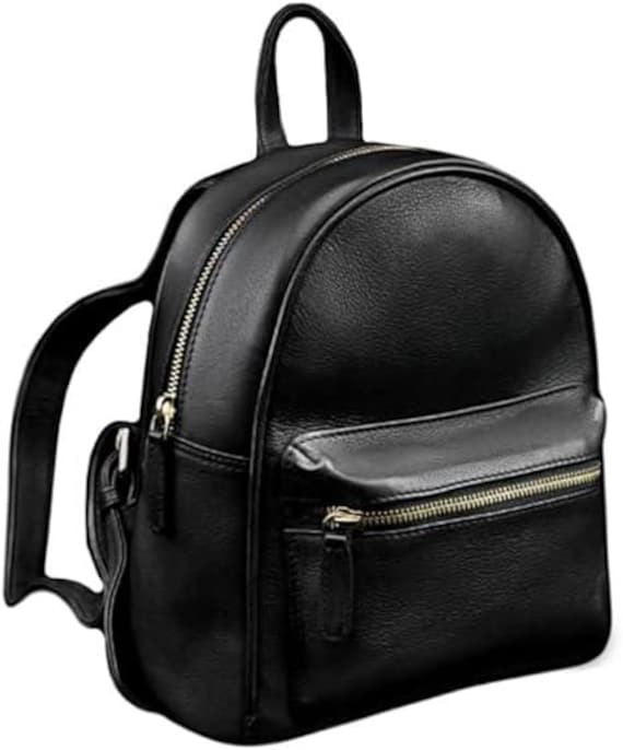 Genuine Leather Backpack Purse - Elegant Black Daypack  display picture 2
