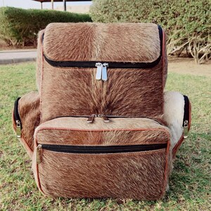 Sac à dos en cuir de vachette tricolore - Sac de voyage - Sac à couches - Sac d'école - Sac à dos western, cadeau pour maman, enfant Identique aux photos BG08