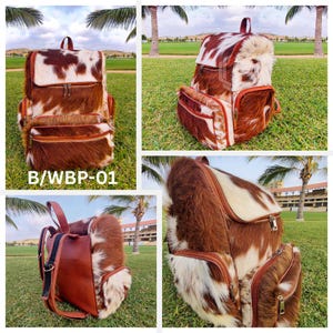 Genuine Handmade Cowhide Leather Backpack | Patchwork  display picture 1