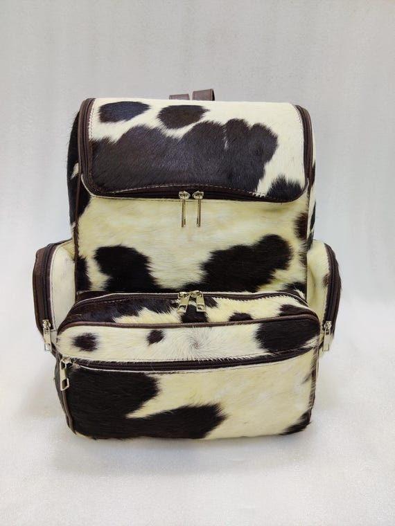 Myra Bag Hair-On Hide Leather Backpack Black White Western Boho Cowhide Western Cowhide Leather Backpack | Hair On | Mercari main image 3