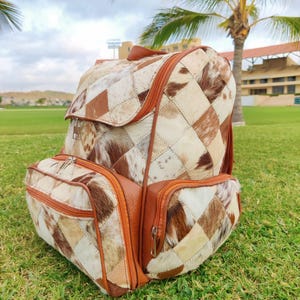 Sac à dos en patchwork de peau de vache tricolore, sac de voyage, sac à langer, sac d'école, sac à bandoulière, sac à dos western, cadeau pour maman, enfant