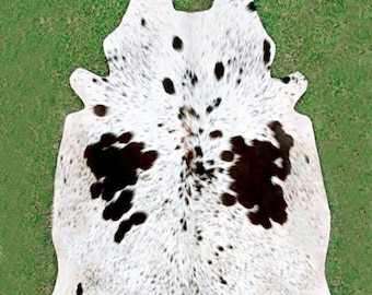 Genuine Brazilian Tricolor Cowhide Rug, Exotic Hair-On-Hide Carpet 17.9 Sq.  ft  real animal hide, area rug, living room rug, handmade rug