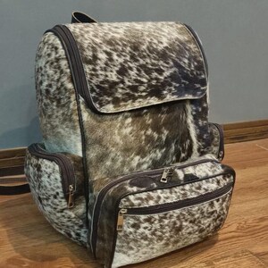 Sac à dos tricolore en cuir de vachette - sac à langer - sac d'école - sac à dos western, cadeau pour maman, sac unique de Noël pour enfants BG12