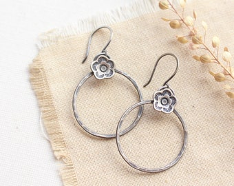 Cactus Flower Hoop Earrings