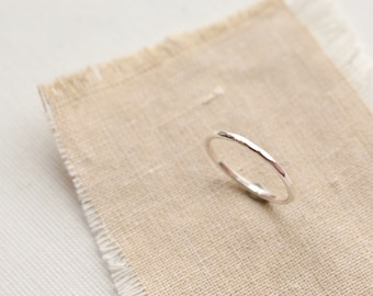 Hammered Sterling Silver Band Stacking Ring, Simple Sterling Silver Ring, Hammered Forged Stacking Ring