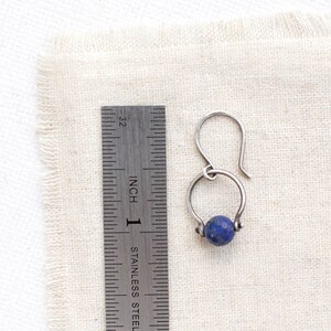 Lapis La Cloche Earrings, Sterling Silver Pinned Blue Stone Earrings, Bell-Shaped Lightweight Earrings, Lapis Lazuli Earrings image 3