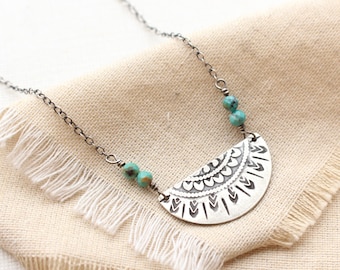 Mayan Half Sun Turquoise Necklace