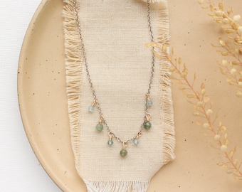 Water Lily Mixed Dangle Necklace