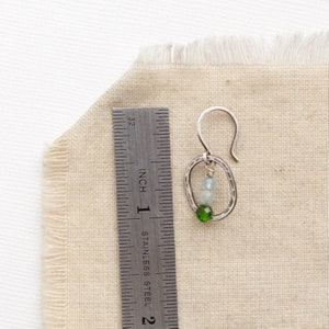 Emerald Isle Stacked Mini Hoop Earrings, Green & Blue Earrings, Forged Sterling Silver Dainty Earrings image 3