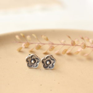 Mini Cactus Flower Post Earrings, Cute Flower Stud Earrings, Flower Jewelry, Gifts For Her, Mother&#39;s Day Gifts, Sterling Silver Posts