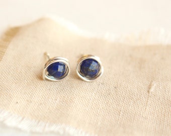 Wrapped Lapis Post Earrings