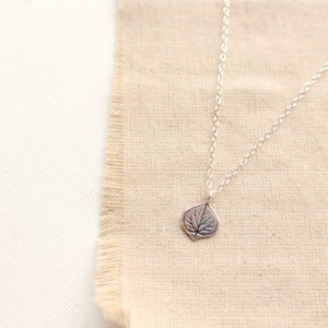 Stamped Sterling Silver Colorado Aspen Leaf Charm Necklace, Layering Necklace