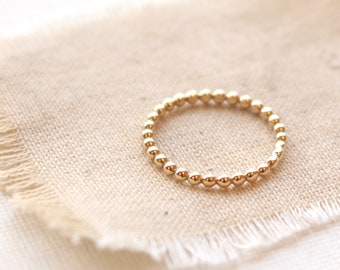 Beaded Gold Band Stacking Ring