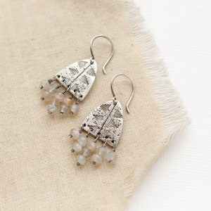 Pakal Arch Peach Moonstone Earrings image 2