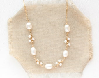 Wrapped Pearl Vine Gold Necklace