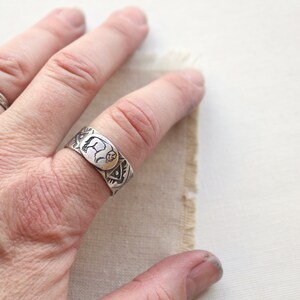 Buffalo Stamped Silver Ring, Wide Band Ring, Southwest Ring image 4