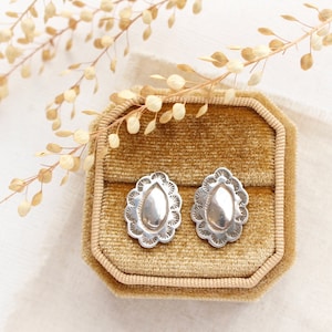 Jolene Post Earrings, Southwest Inspired Chunky Post Earrings, Lightweight Silver Western Style Earrings, Western Earrings