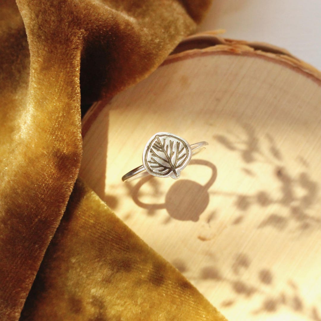 Aspen Leaf Silver Ring, Stamped Sterling Silver Colorado Aspen Leaf ...