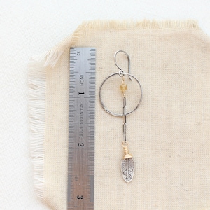 Long Feather & Citrine Hoop Earrings image 3