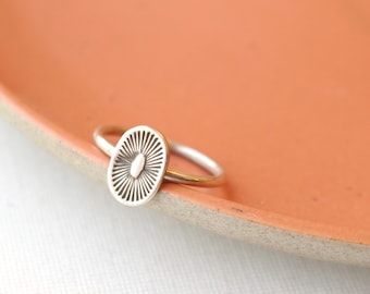 After the Rain Stamped Sterling Silver Ring, Stacking Ring, Southwest Ring