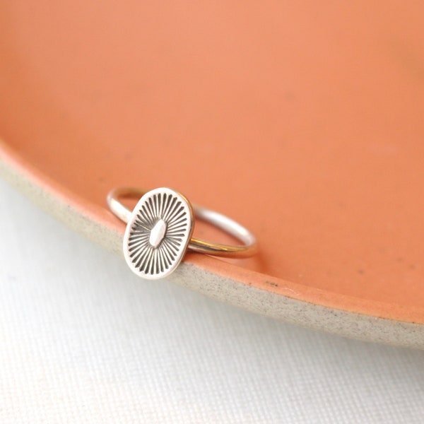 After the Rain Stamped Sterling Silver Ring, Stacking Ring, Southwest Ring