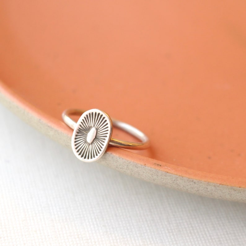 After the Rain Stamped Sterling Silver Ring, Stacking Ring, Southwest Ring image 1