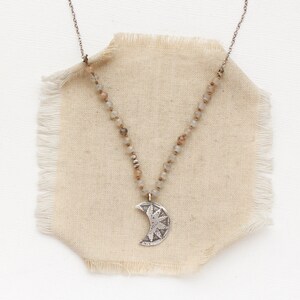 Peach Moonstone & Pakal Moon Necklace image 2