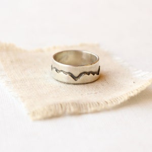 Sterling Silver Mountain Range Ring, Layered Mountain Ring, Colorado Ring, Adventure Jewelry