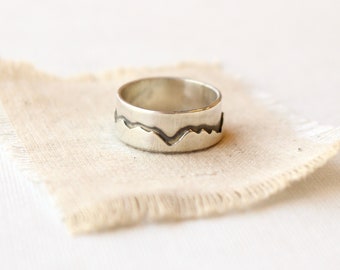 Sterling Silver Mountain Range Ring, Layered Mountain Ring, Colorado Ring, Adventure Jewelry